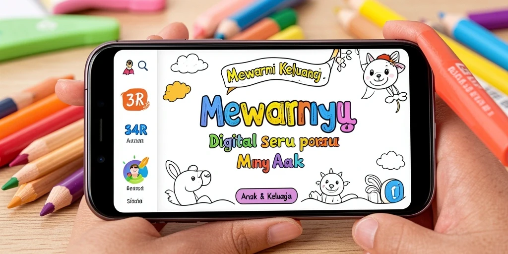 Antarmuka aplikasi Mewarnai Digital 34R yang ceria dan interaktif.