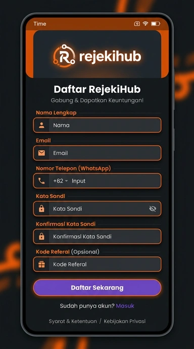 Tampilan halaman daftar rejekihub